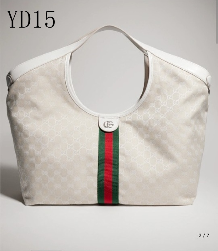 Gucc1 YD15 Tote Bag Monogram Canvas White