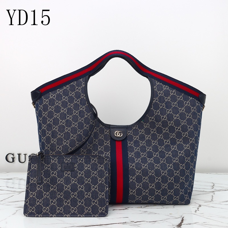 cover-233161412 Gucc1 YD1556 Blue Denim Tote Bag with GG Pattern