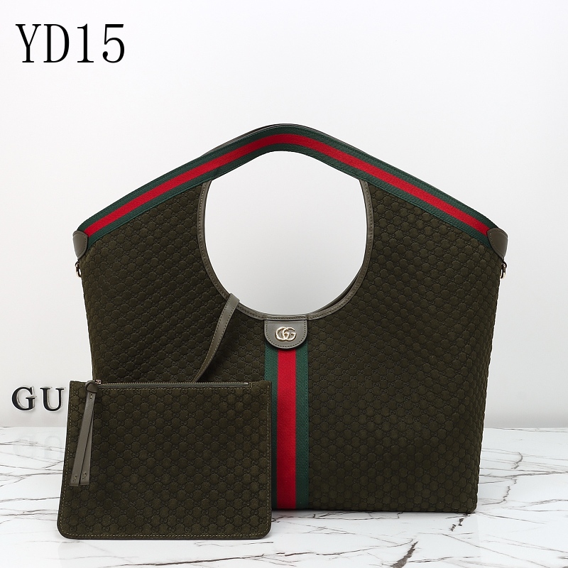 Gucc1 YD1570 Forest Green Matelassé Shoulder Bag