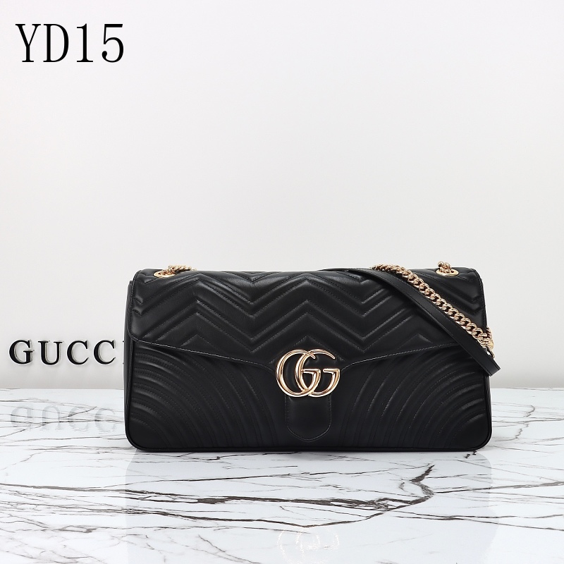 Gucc1 YD15 Chevron Quilted Leather Shoulder Bag