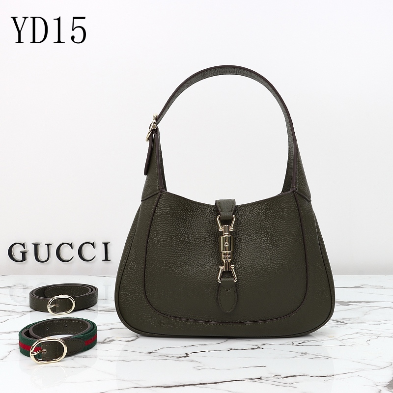 Gucc1 YD1567 Green Pebbled Leather Shoulder Bag