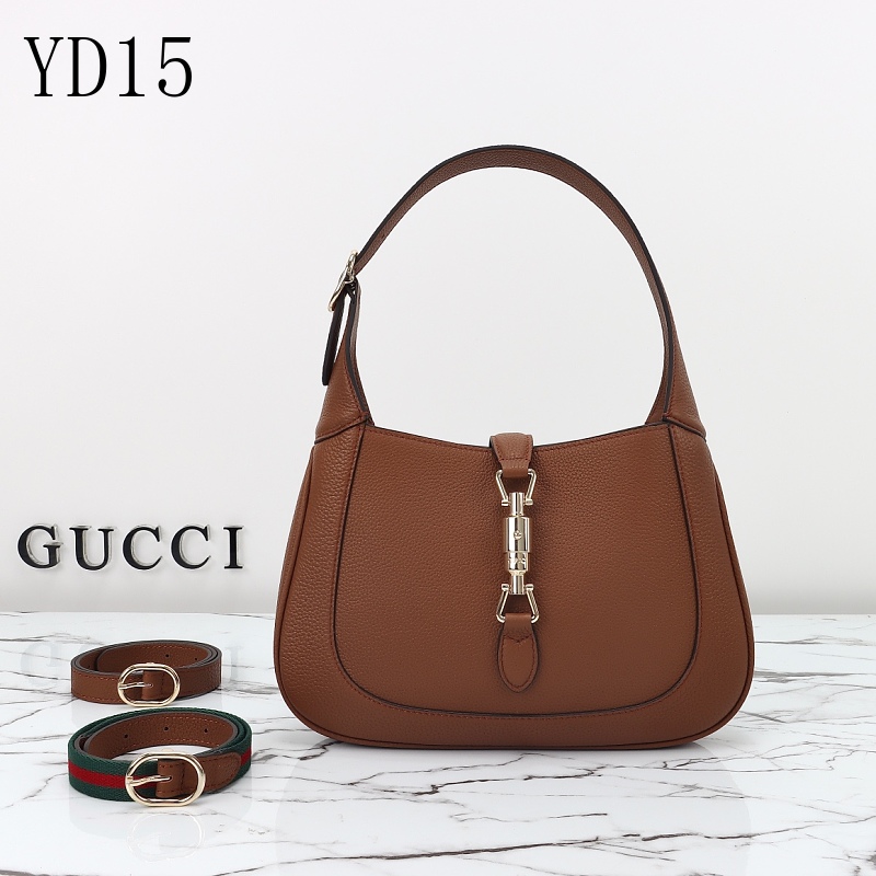 Gucc1 YD1567 Brown荔枝纹 Leather Shoulder Bag
