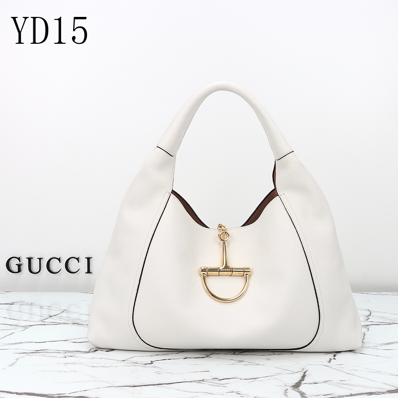 Gucc1 YD15 White Leather Tote Bag