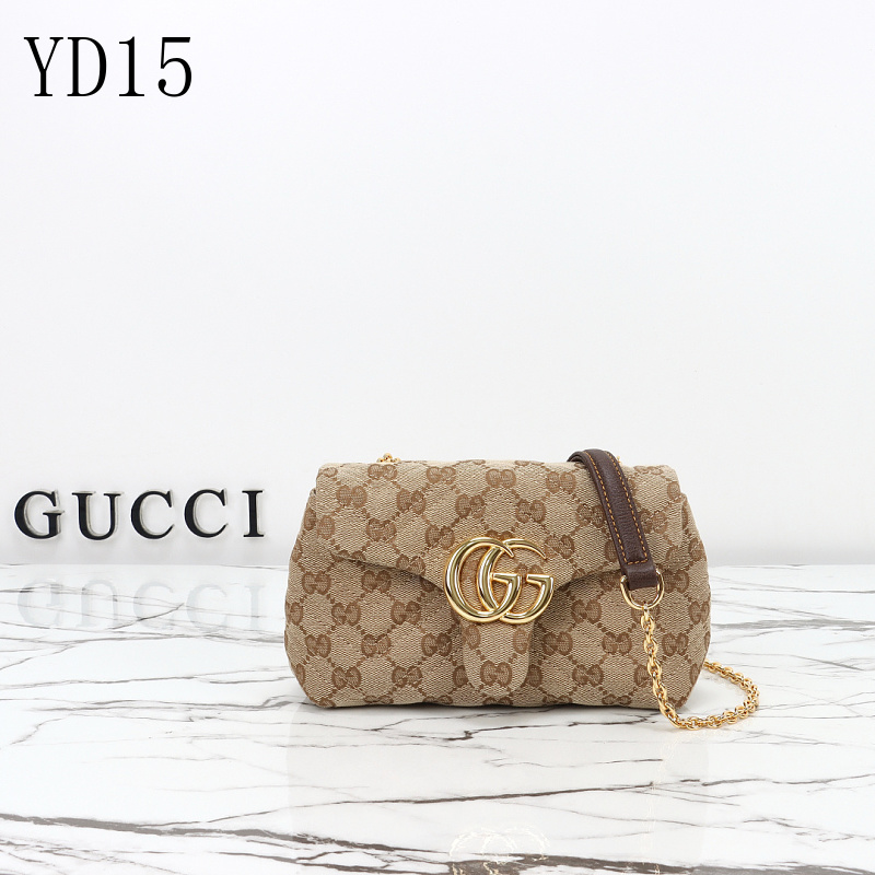 Gucc1 YD15 Monogram Canvas Shoulder Bag