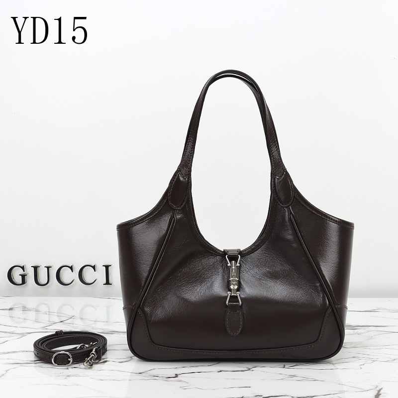 Gucc1 YD1573 Brown Leather Shoulder Bag