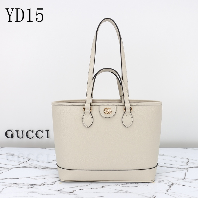 Gucc1 YD15 Tote Bag in White Leather