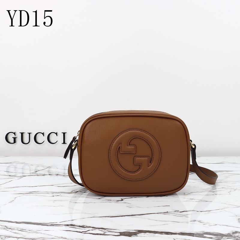 Gucc1 YD1546 Brown Leather Crossbody Bag