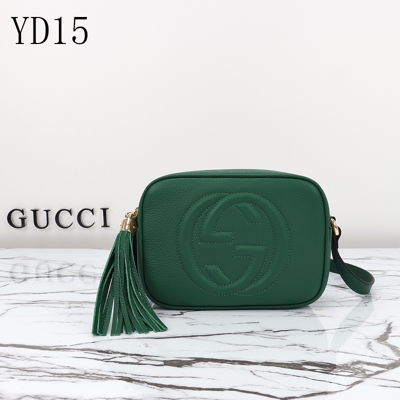 Gucc1 YD15 Green Embossed Logo Crossbody Bag with Tassel