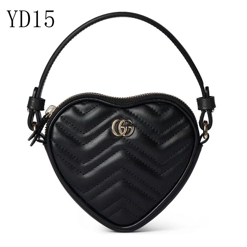 Gucc1 YD15 Heart-Shaped Quilted Leather Handbag