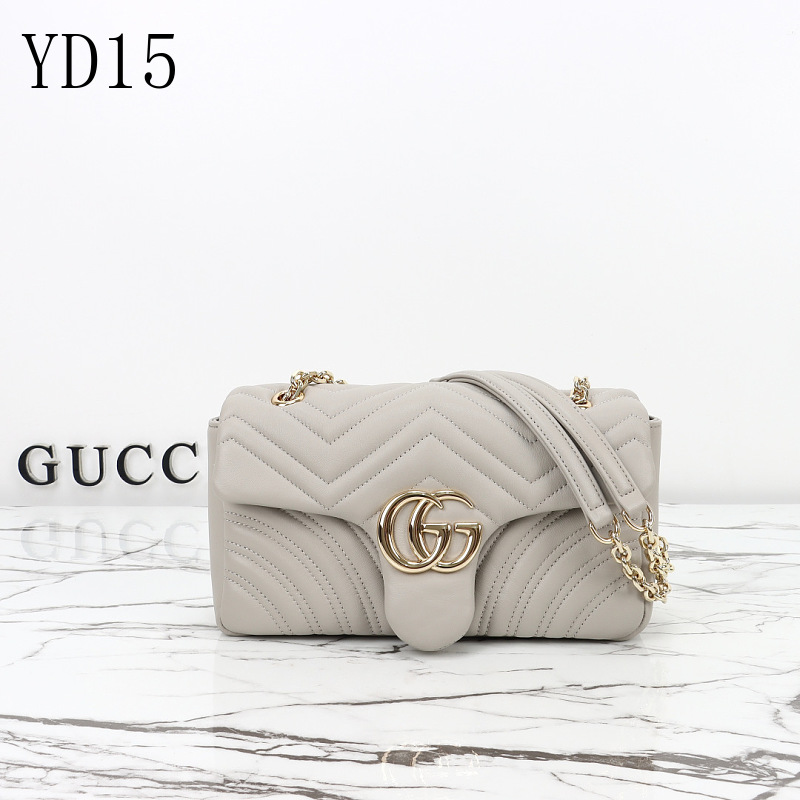 Gucc1 YD15 Marmont Wallet on Chain in Light Grey