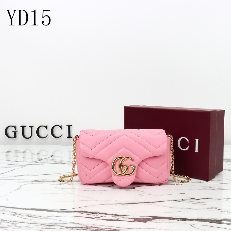 Gucc1 YD1541 Marmont Wallet on Chain in Pink