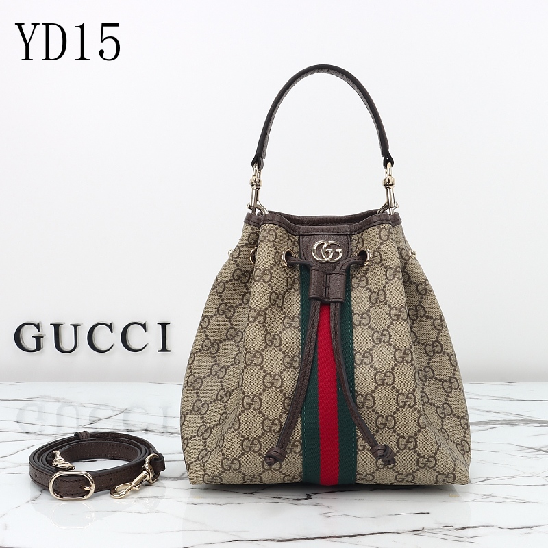 Gucc1 YD15 Ophidia GG Supreme Drawstring Bucket Bag