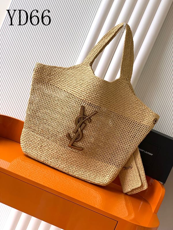 YSL YD6682 Woven Raffia Tote Bag