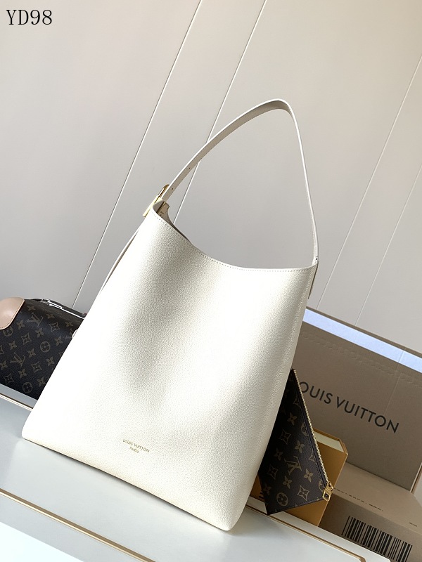 cover-240467243 LVutton M25022 Low Key Hobo Medium White Leather Shoulder Bag