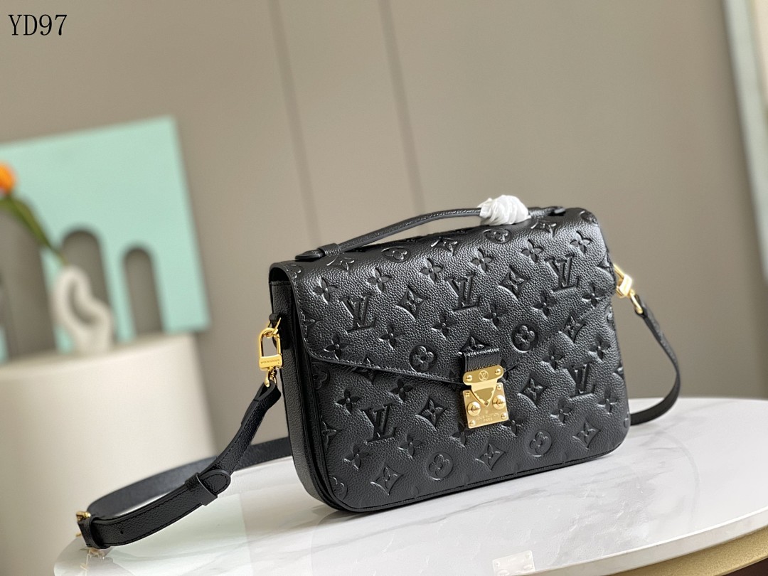 LVutton YD97055 41487 Black Monogram Empreinte Leather Pochette Metis