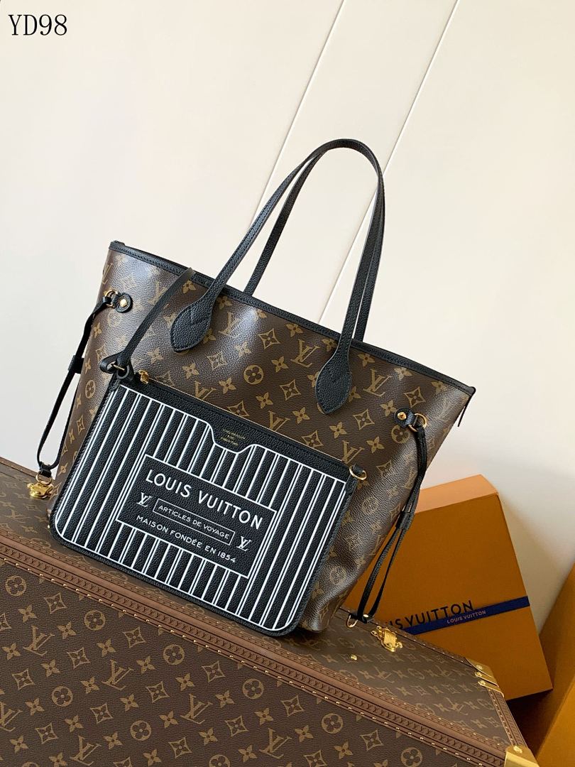 LVutton YD98078 M11946 Black Striped Pochette Metis