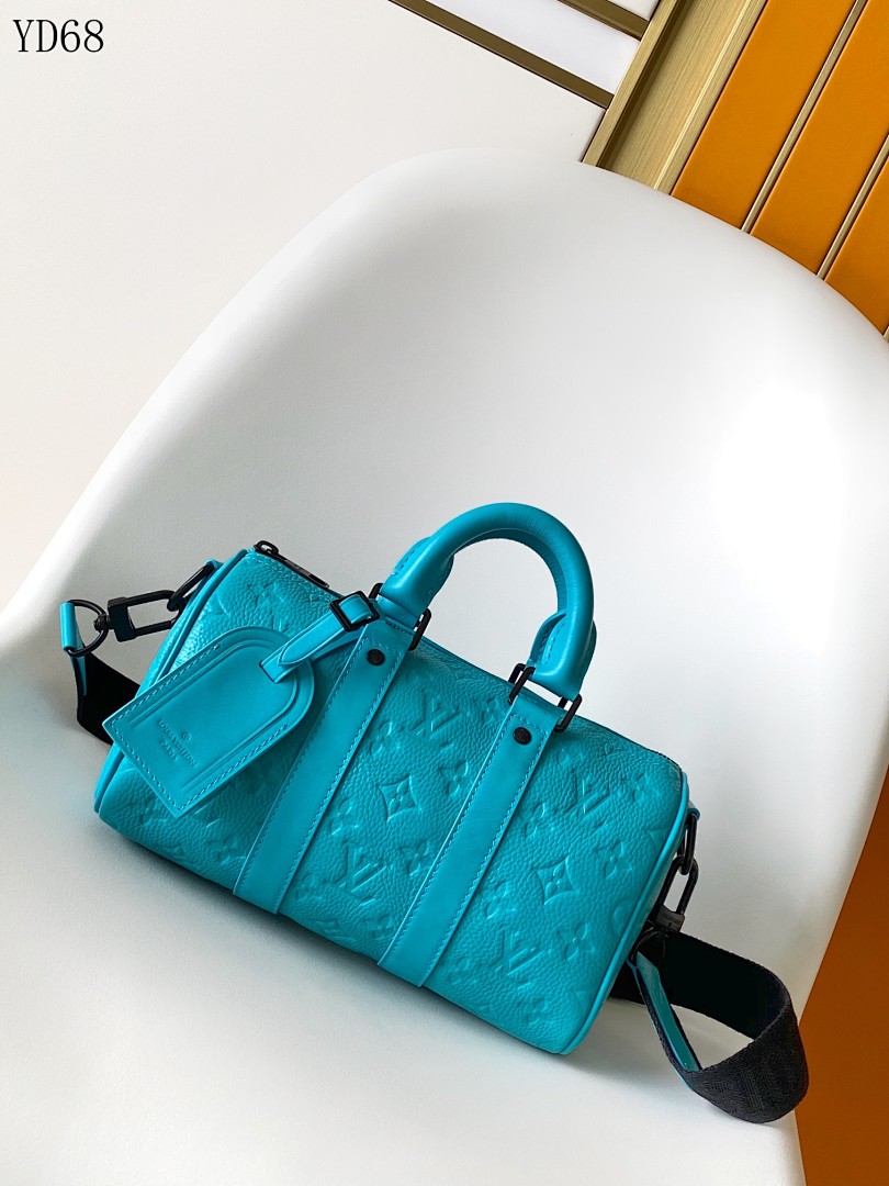 LVutton YD68062 M11996 Blue Monogram Embossed Cylinder Clutch