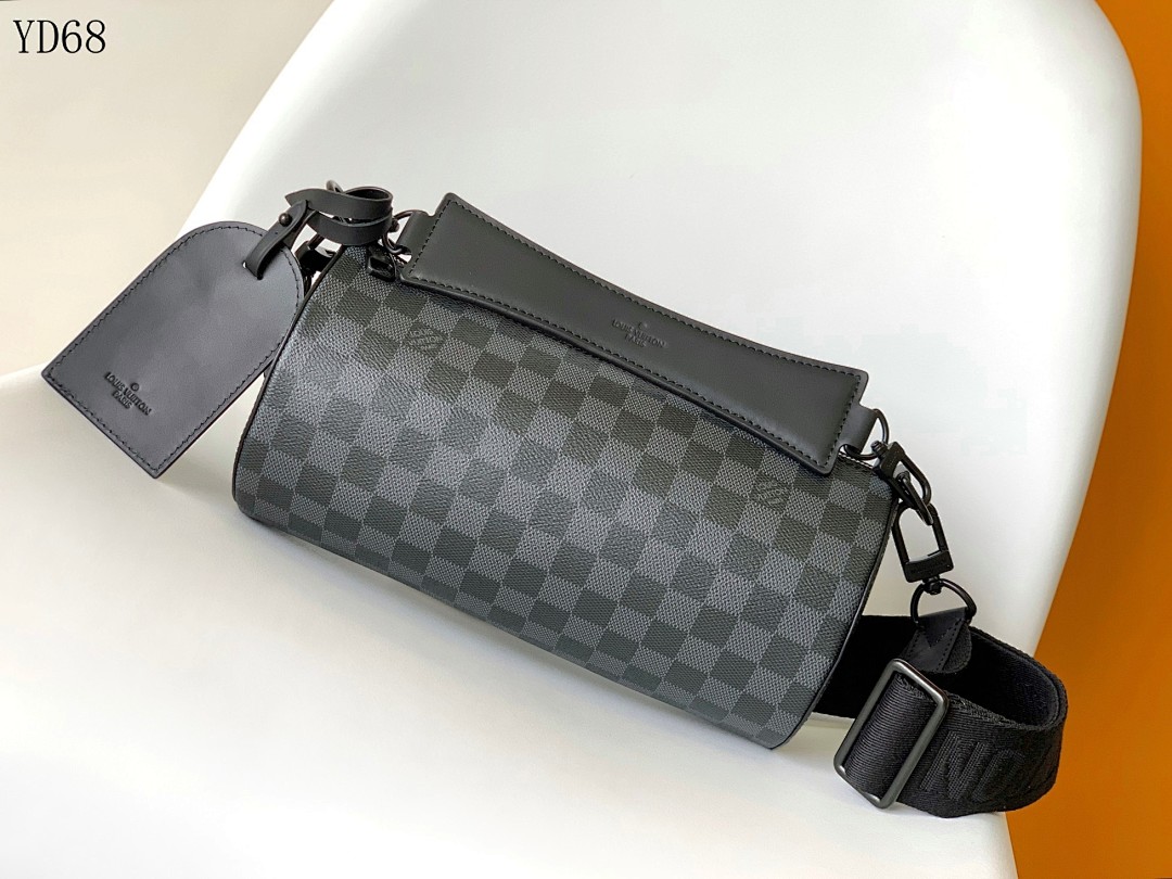 LVutton M46796 Small Damier Graphite Cylinder Bag 1 LVutton M46796 Small Damier Graphite Cylinder Bag