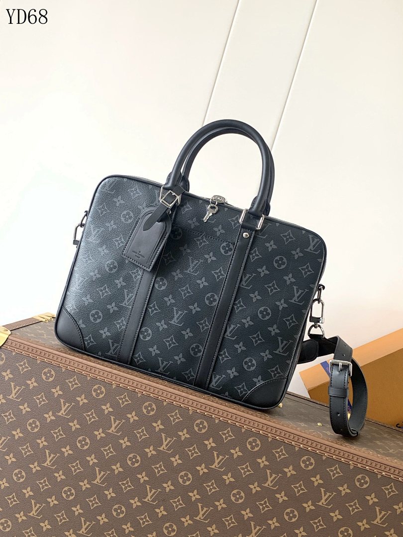 LVutton YD68062 M46457 Black Monogram Coated Canvas Tote