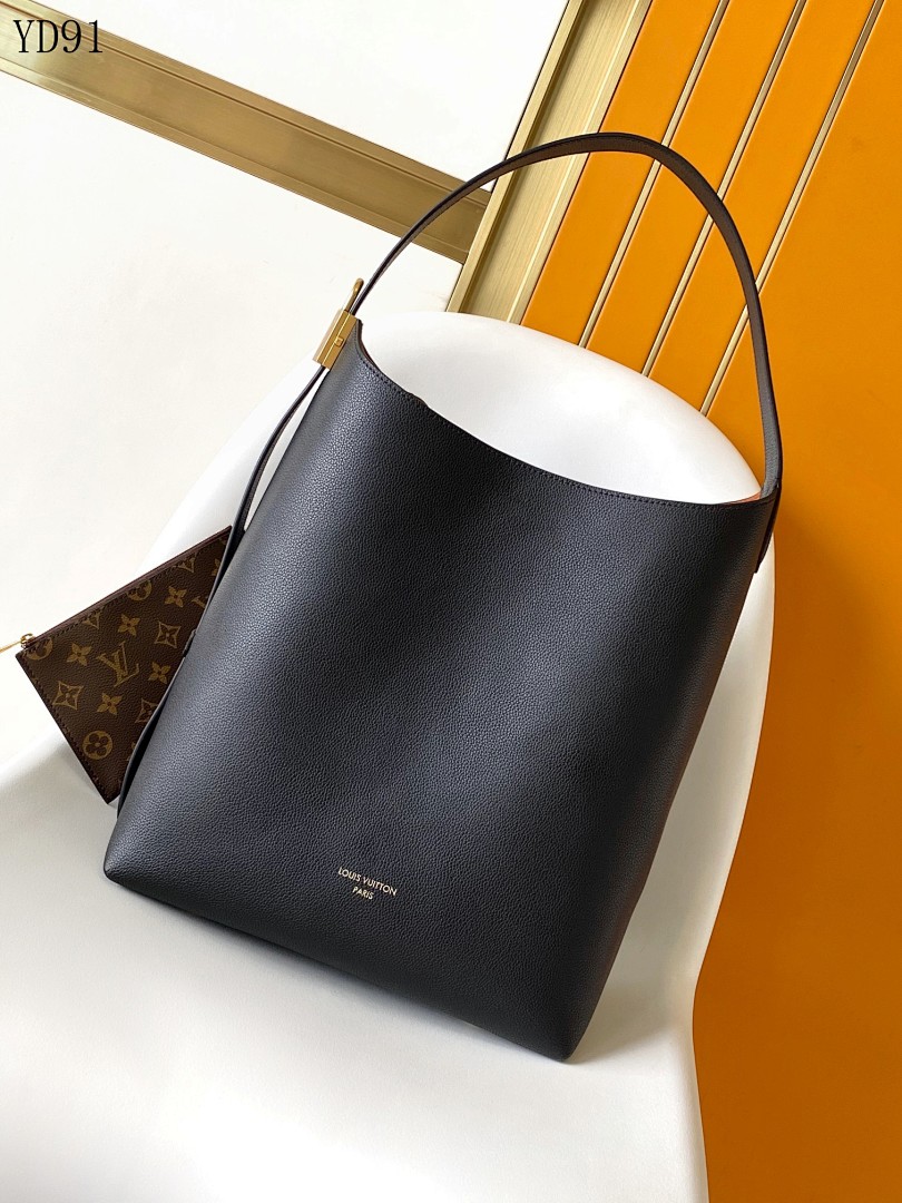 LVutton YD91050 M24856 Black Leather Bucket Bag