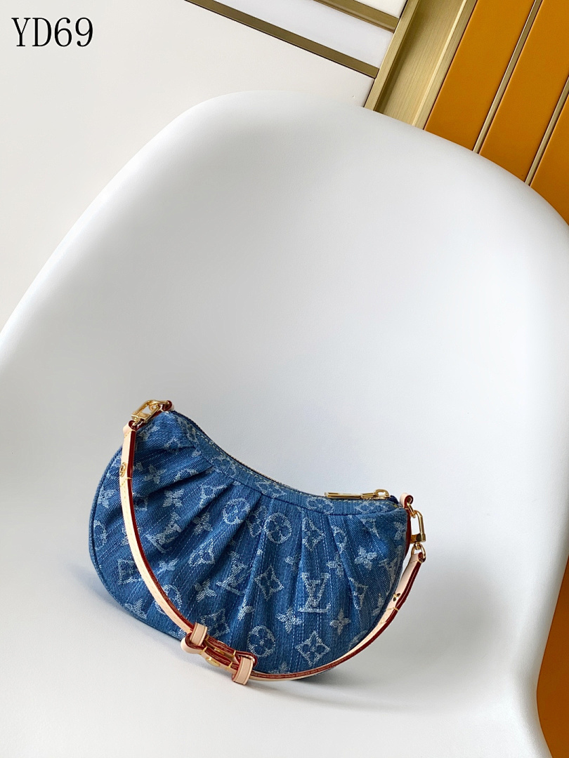 LVutton YD6942 M13571 Denim Monogram Pleated Moon Bag