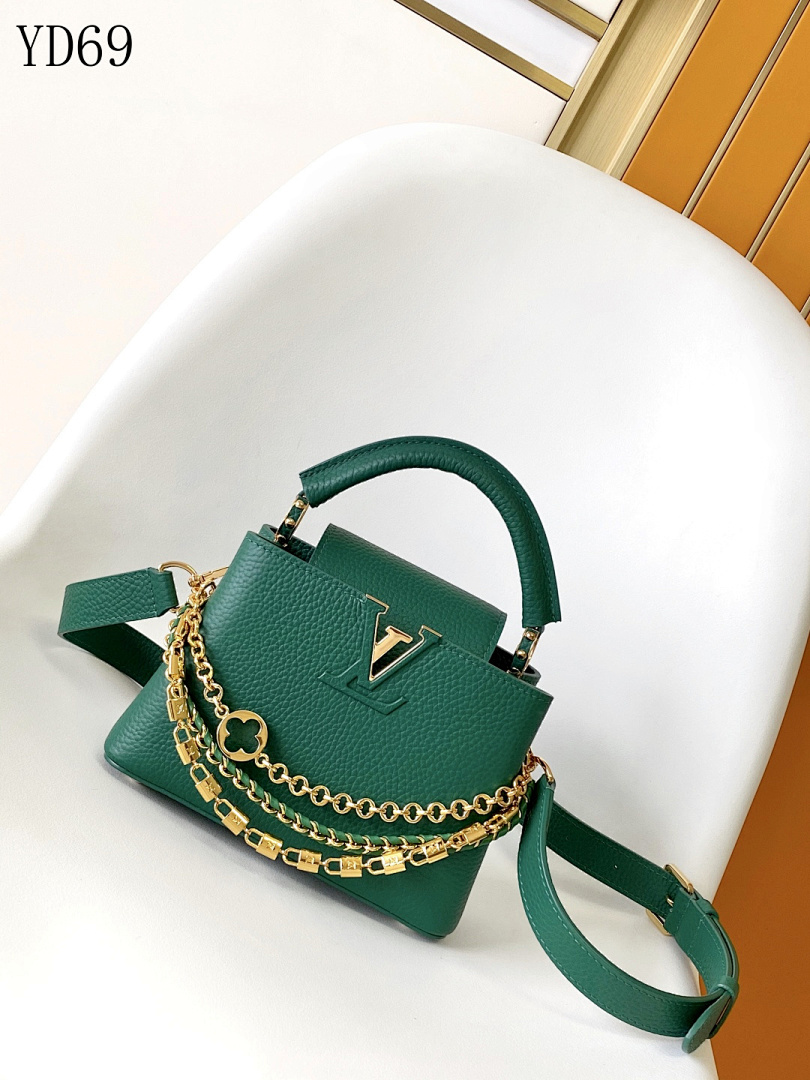 LVutton M11906 Green Capucine Leather Crossbody Bag