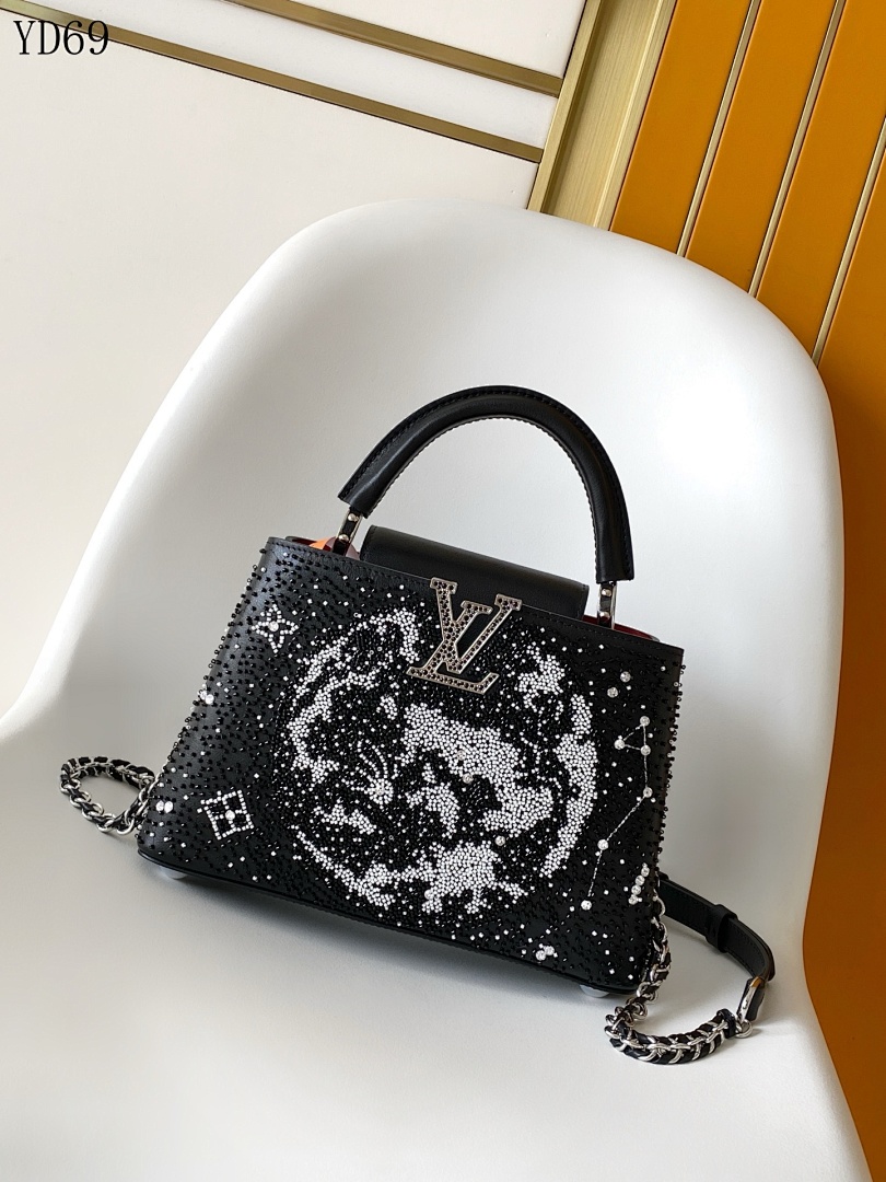 LVutton YD69134 M12977 Black and White Beaded Monogram Nano Bag