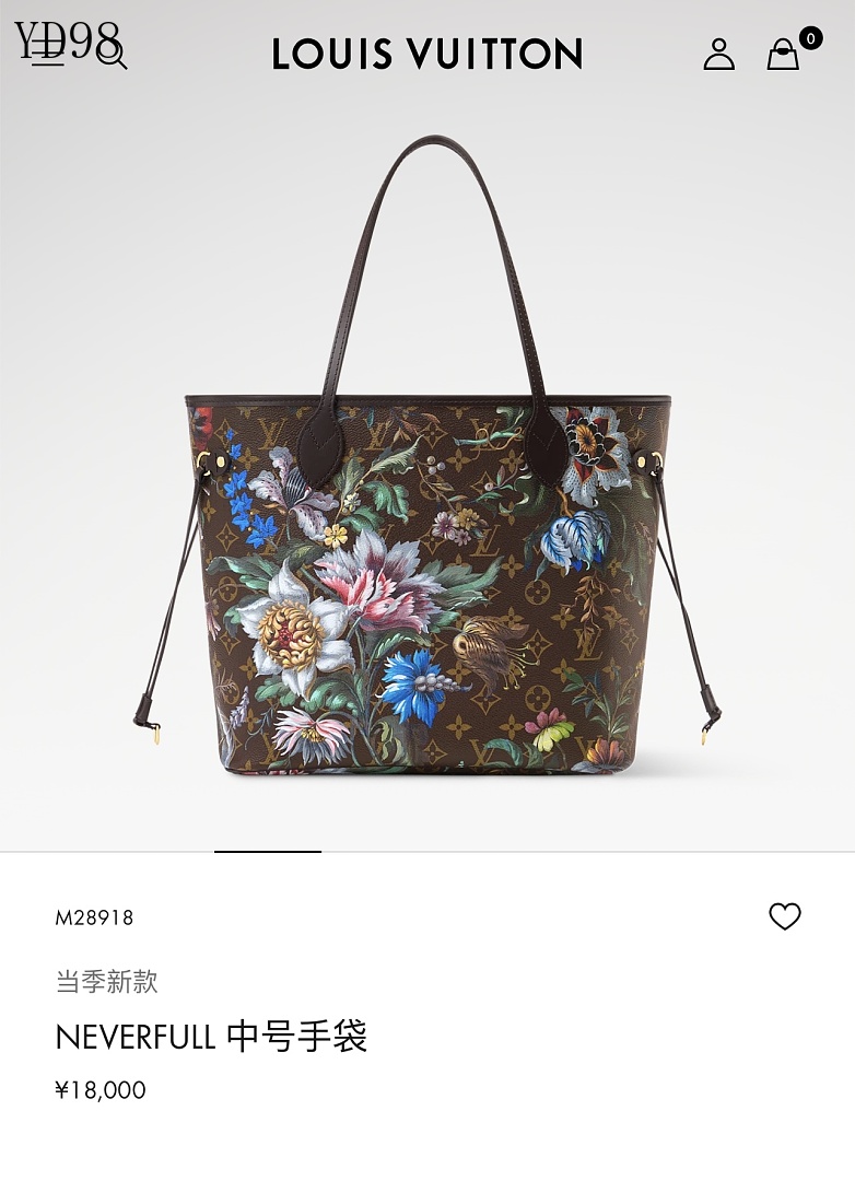 LVutton M28918 Neverfull Medium Tote