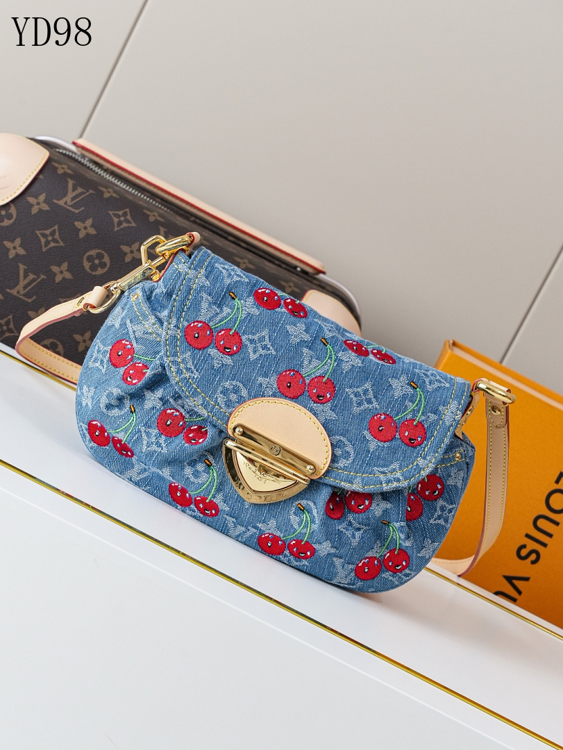 LVutton YD98 Cherry Denim Mini Pochette