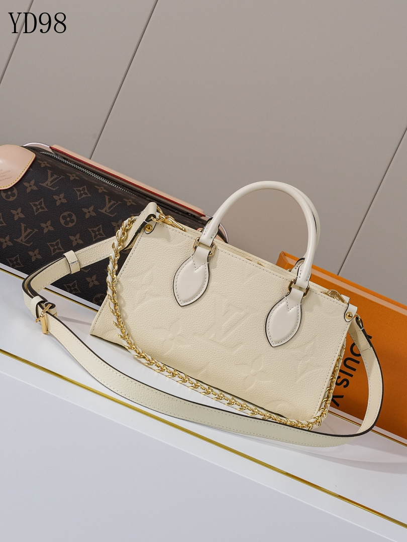 LVutton YD9856 White Leather Chain Shoulder Bag